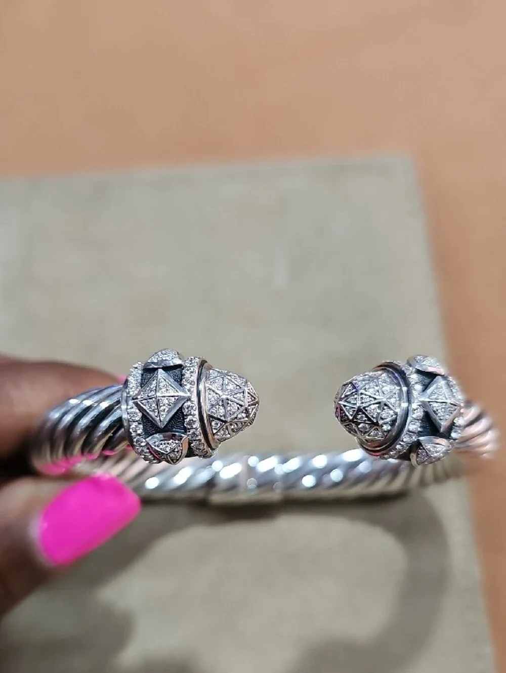 David Yurman Silver Twisted Cable Men's Cuff Bracelet